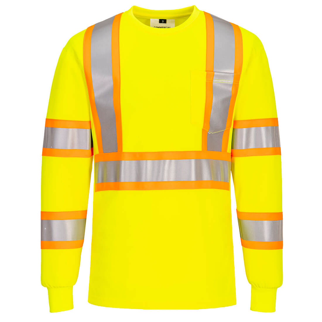 Hi-Vis X Back Contrast Tape T-Shirt L/S