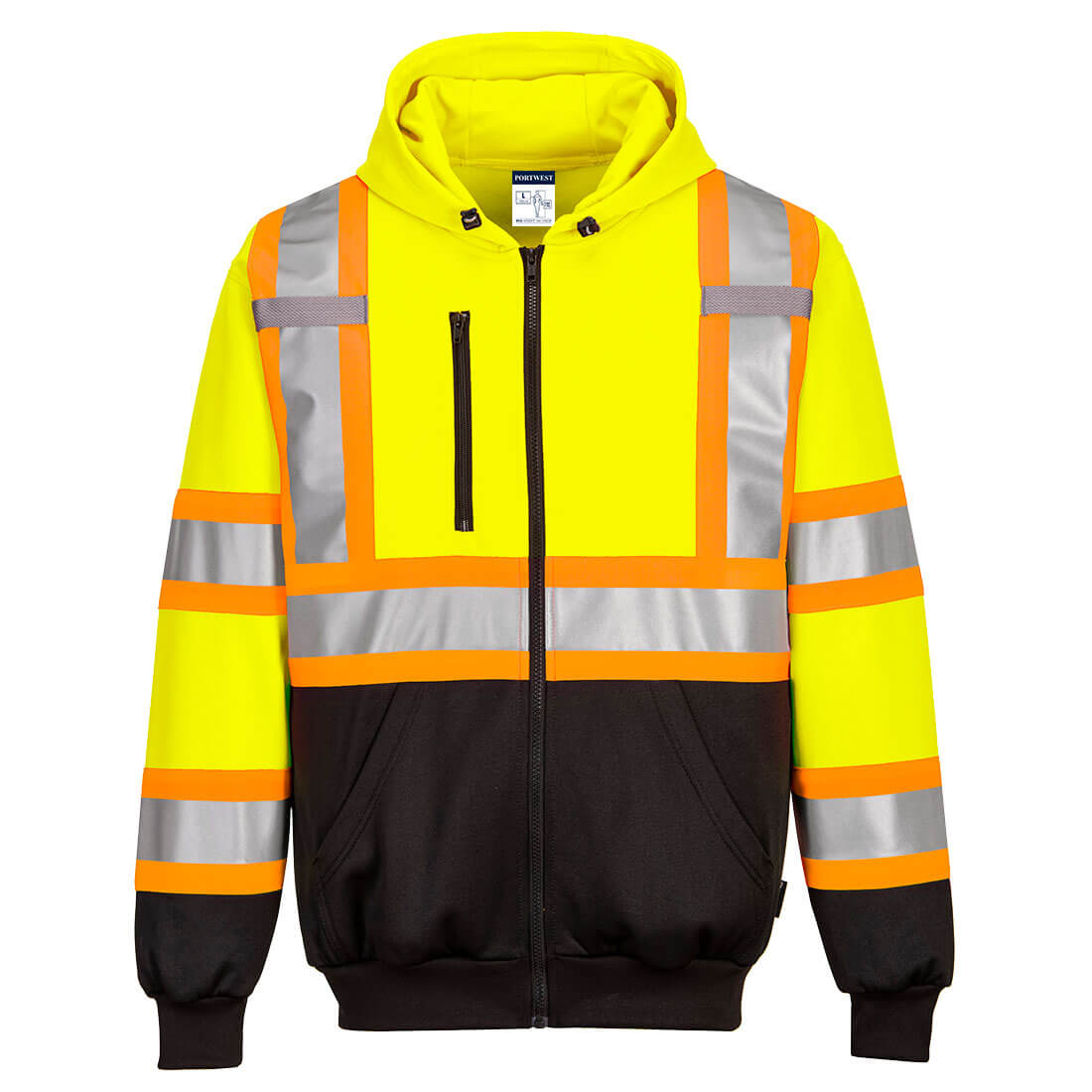 Hi-Vis X Back Contrast Tape Zipped Hoodie