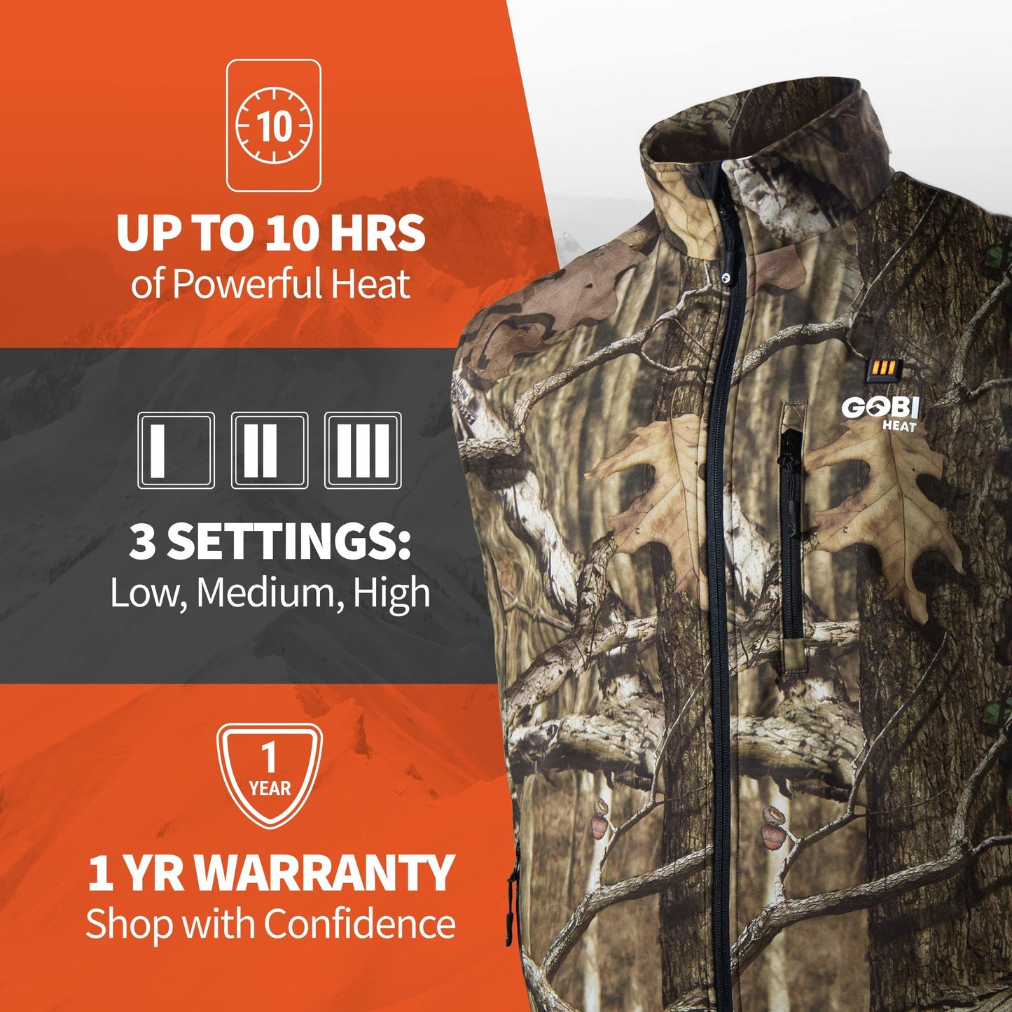 Colorado Mens Heated Hunting Vest - Mossy Oak® Camo