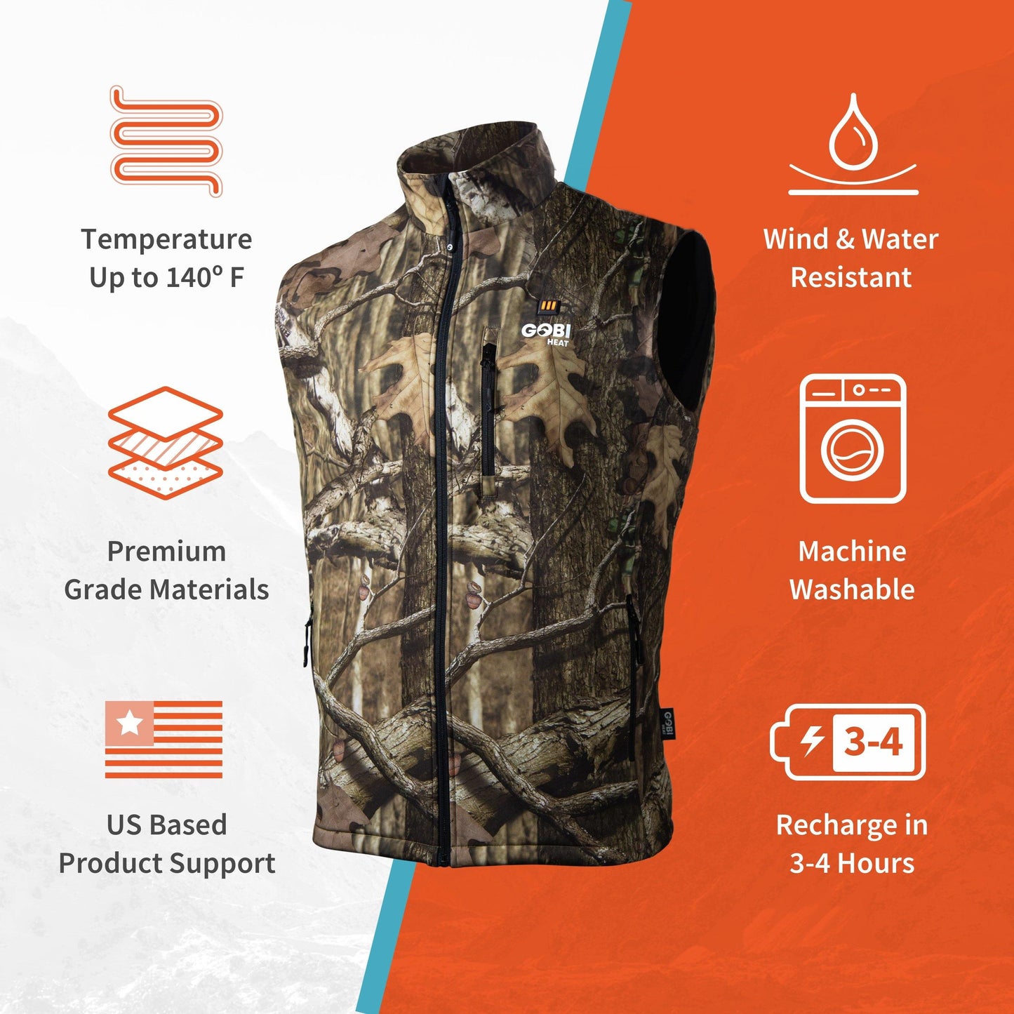 Colorado Mens Heated Hunting Vest - Mossy Oak® Camo