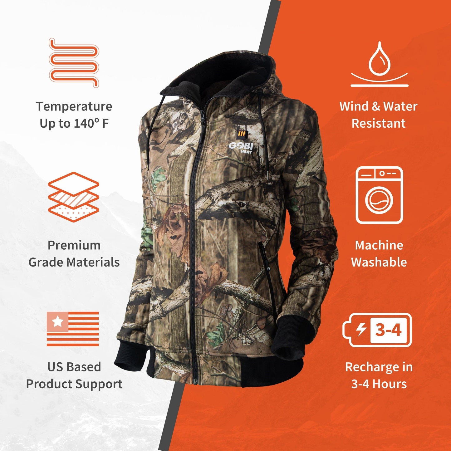 Shadow Womens Heated Hunting Hoodie - Mossy Oak® Camo