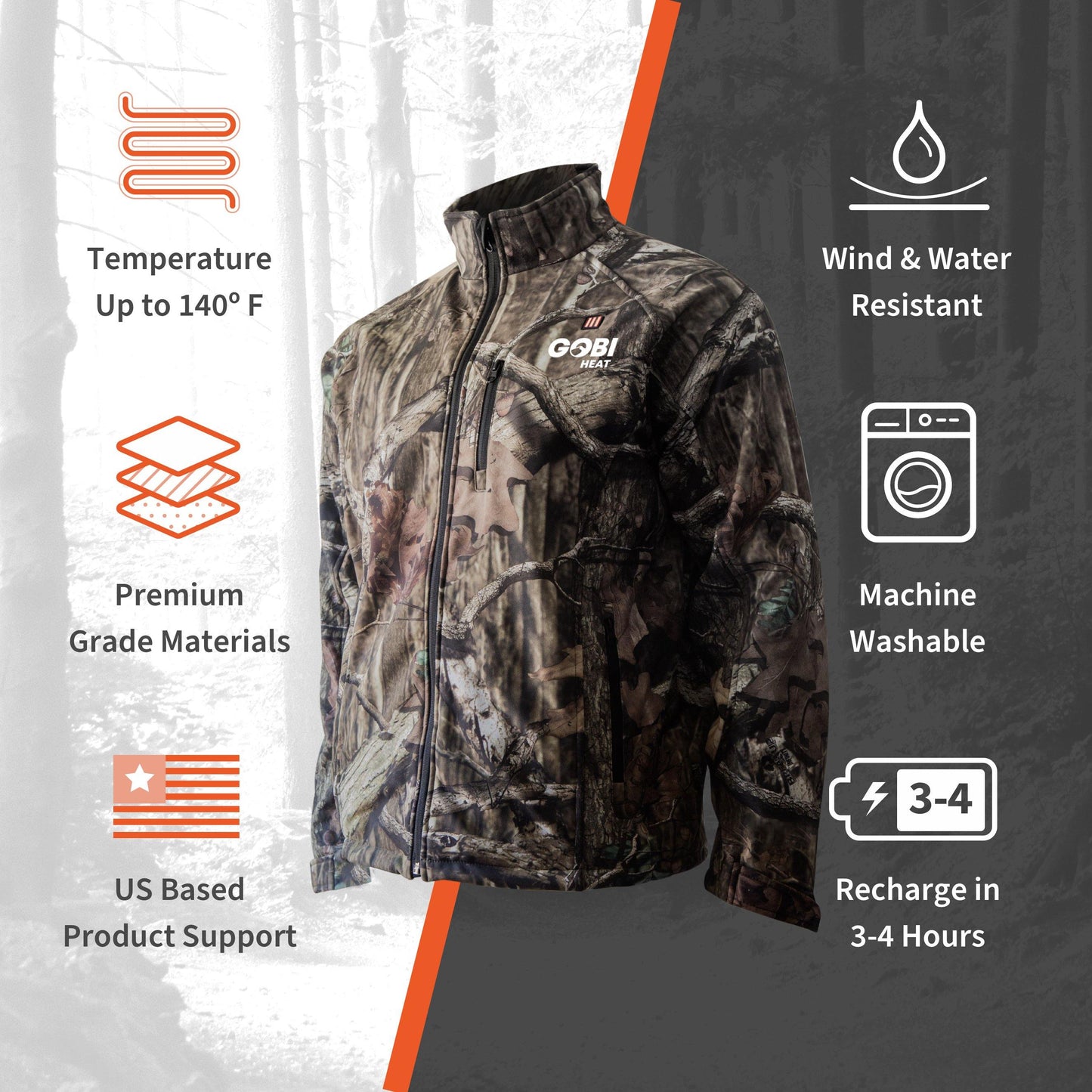 Sahara Heated Hunting Jacket - Mossy Oak® Camo