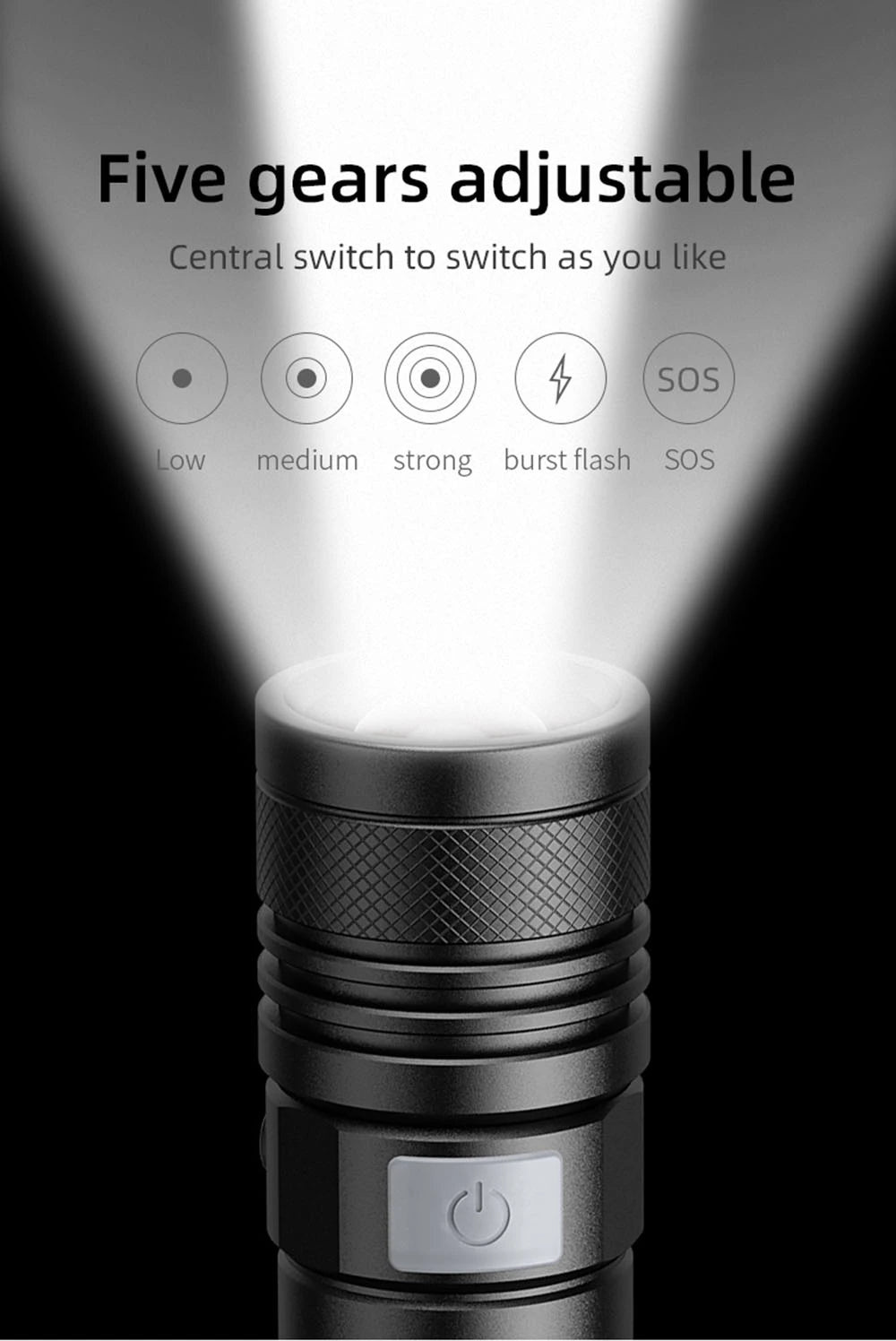 SuperFire A2-P50 Rechargeable LED USB Flashlight