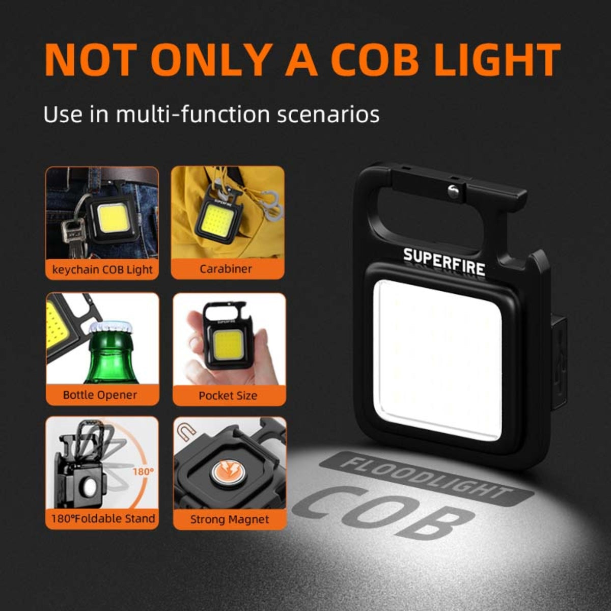Multi-Function Keychain LED Work Light