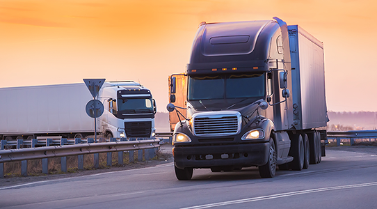 Trucks on the road 