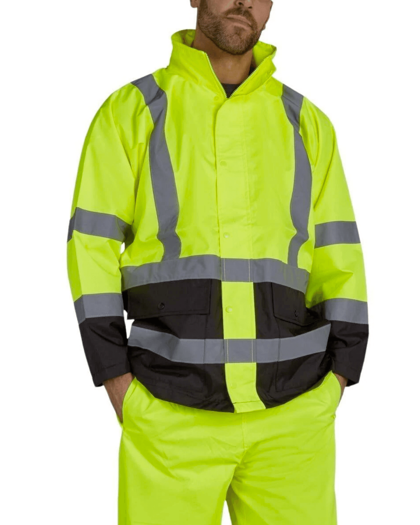 UHV822 HiVis Waterproof Rain Jacket with Teflon™ Fabric Protector