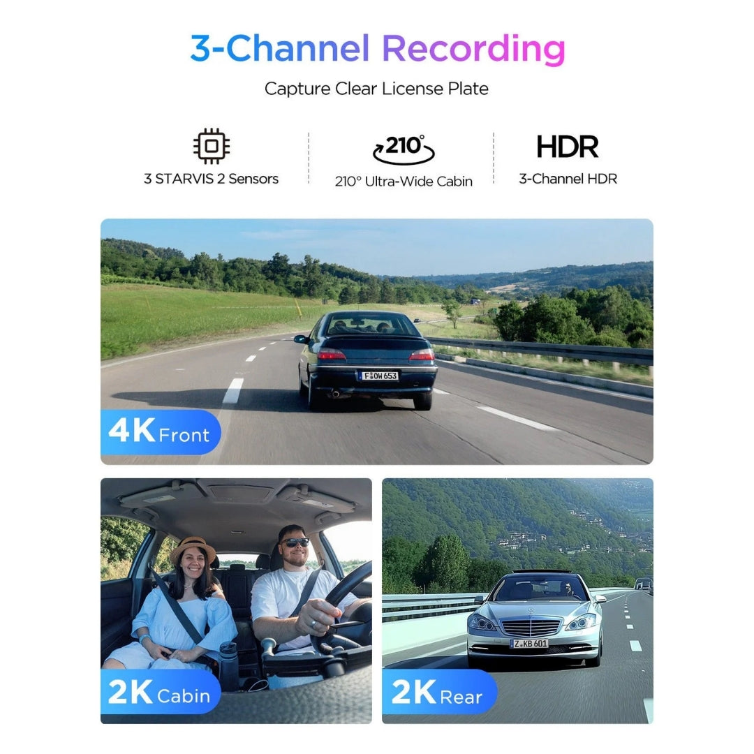 VIOFO A329S 3CH 4K Front + 2K Rear + 2K Interior Sony STARVIS 2 Dash Cam
