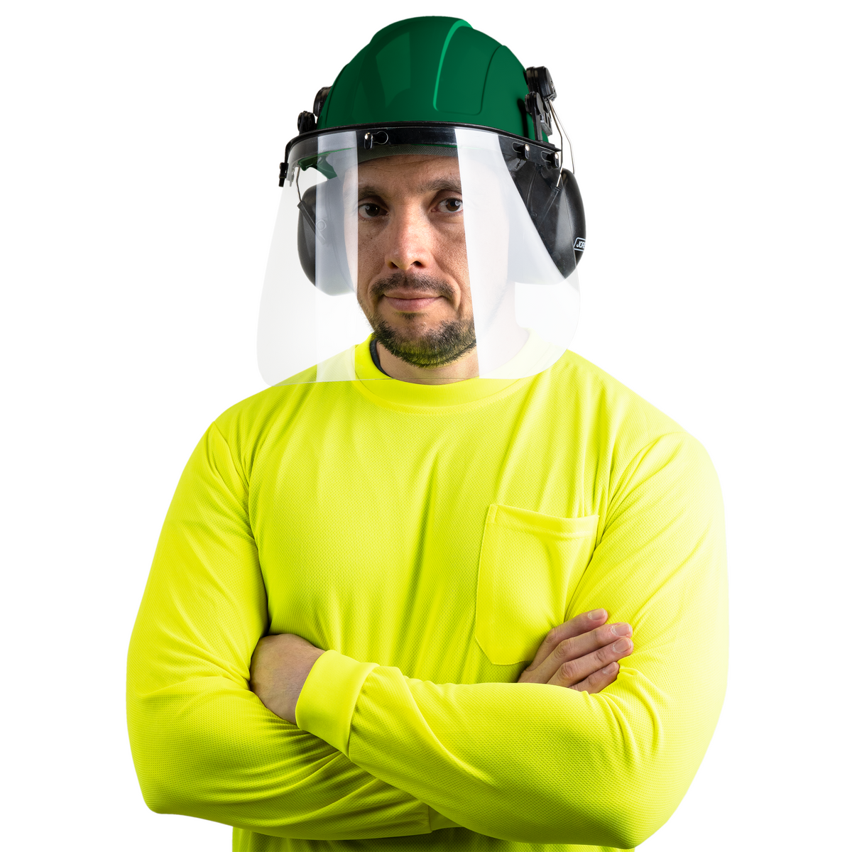 Cap-Style Hard Hat Kit with Mountable Earmuffs and Hi-Transparency Face Shield