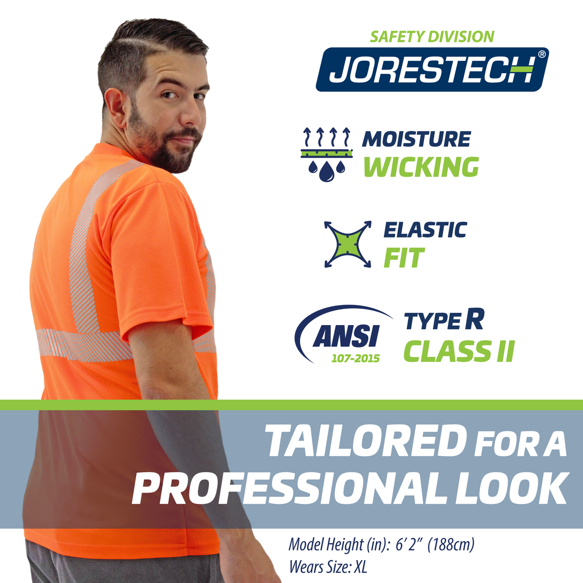 Jorestech Heat Transfer Reflective Safety Shirt with Pocket – Class 2 Compliant