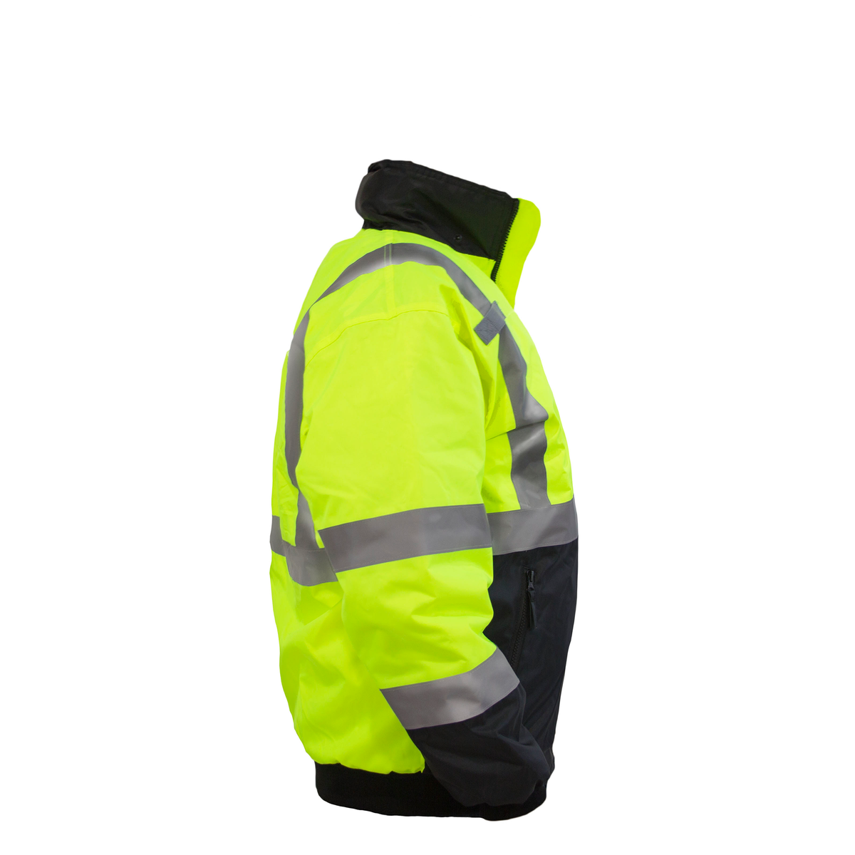Hi-Vis Safety Bomber Jacket with Reflective Stripes
