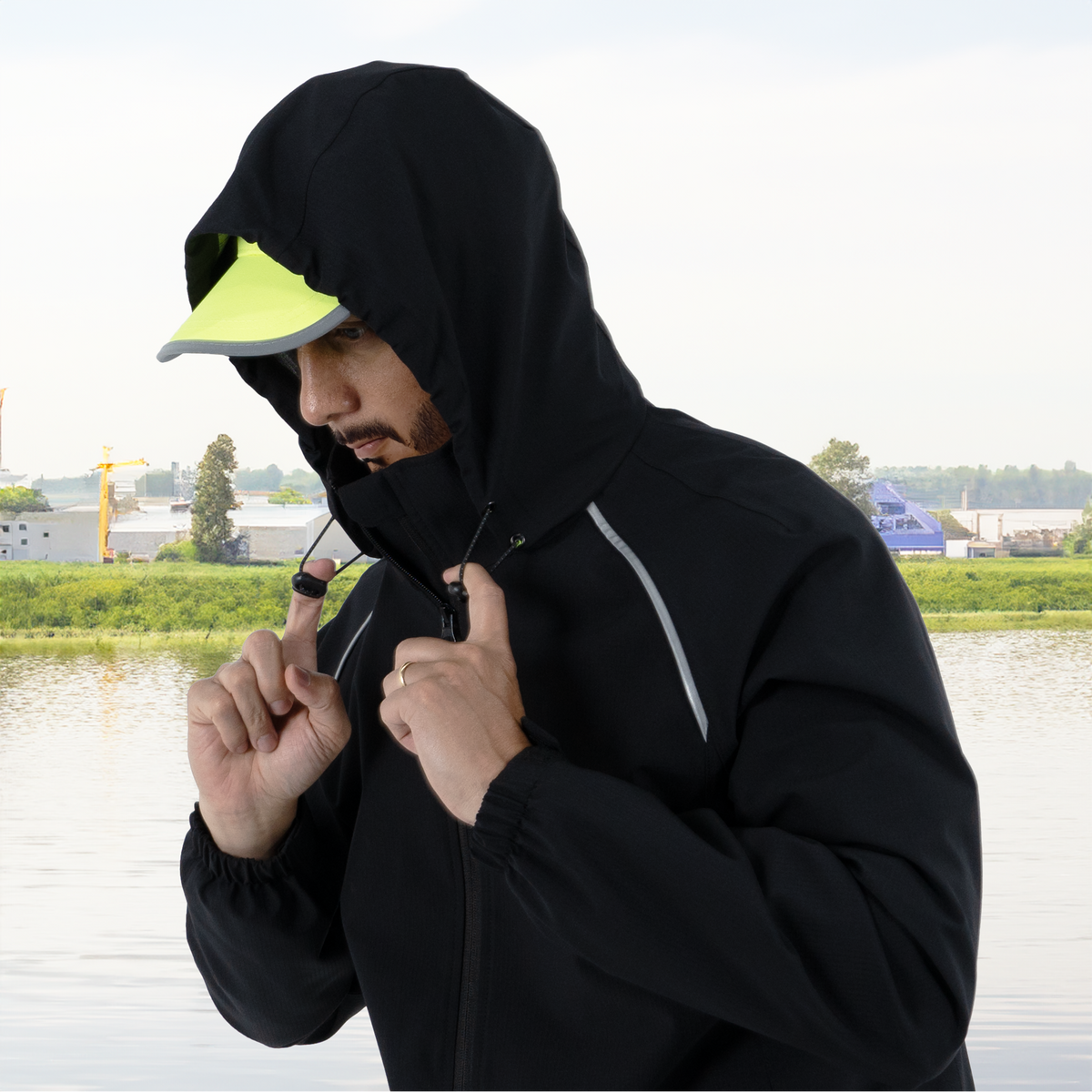 Hi Vis Waterproof Ripstop Jacket with Reflective Heat Transfer Tapes