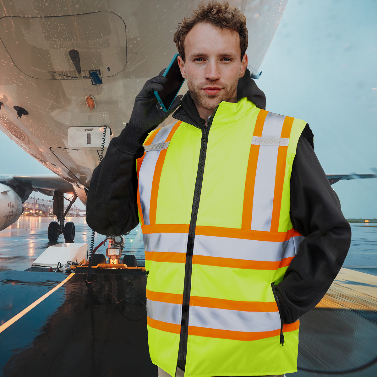 Hi-Vis X-Back Reversible Insulated Safety Vest with Reflective Strips