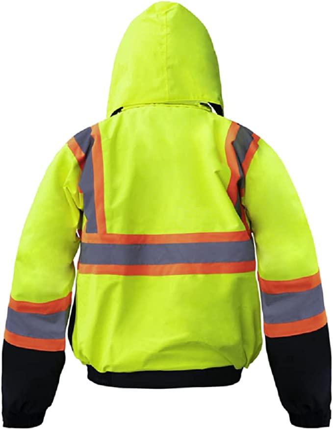 Premium High Visibility Hi Vis Waterproof Fleece lined Jacket / Parka with detachable hood