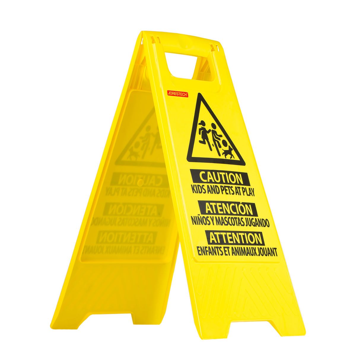Two-Sided Folding Floor Safety Multi-lingual Sign -  Kids at Play
