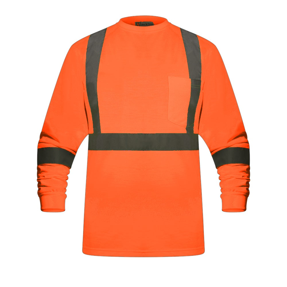 High Visibility Fluorescent Safety T-Shirt - Full Sleeve - 100% Polyester
