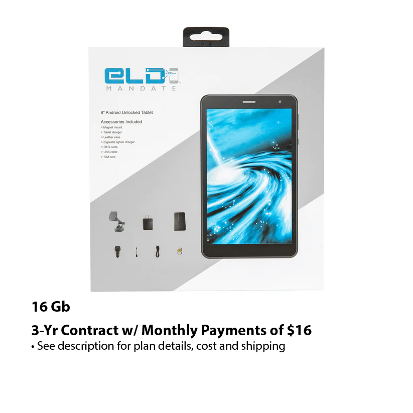 ELD Mandate's 8" Dashboard Tablet with GPS (16Gb or 32Gb)