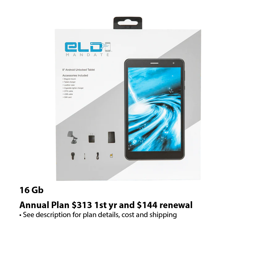 ELD Mandate's 8" Dashboard Tablet with GPS (16Gb or 32Gb)