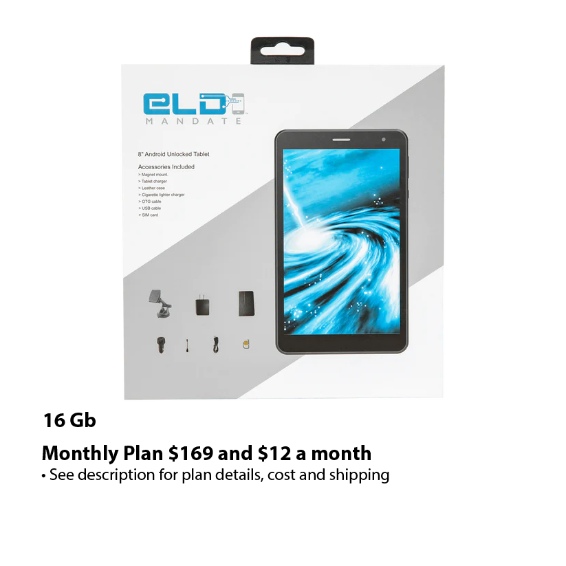 ELD Mandate's 8" Dashboard Tablet with GPS (16Gb or 32Gb)