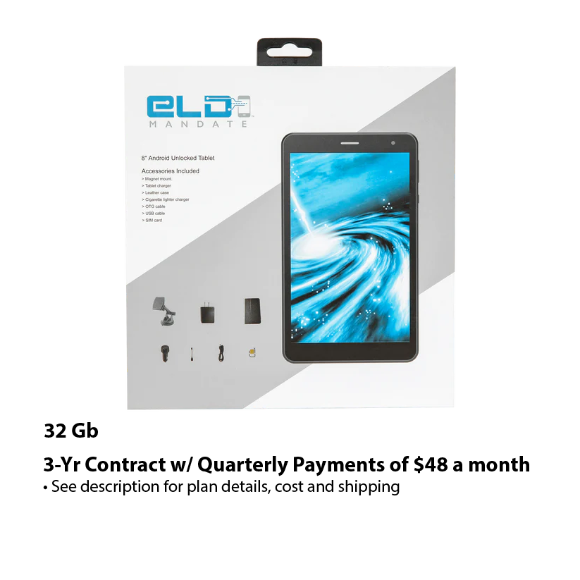 ELD Mandate's 8" Dashboard Tablet with GPS (16Gb or 32Gb)