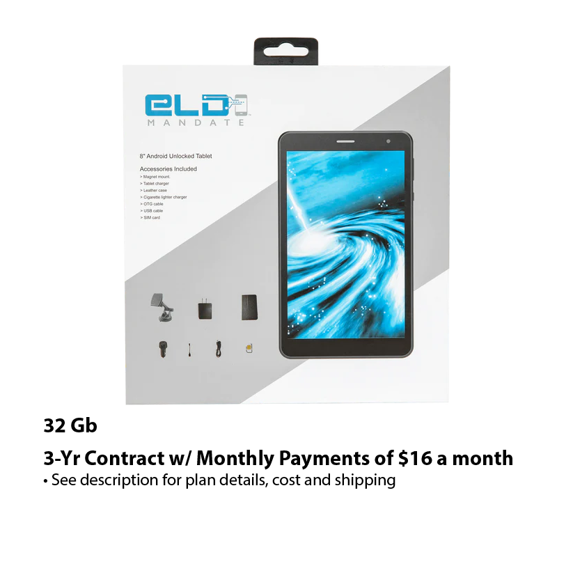 ELD Mandate's 8" Dashboard Tablet with GPS (16Gb or 32Gb)