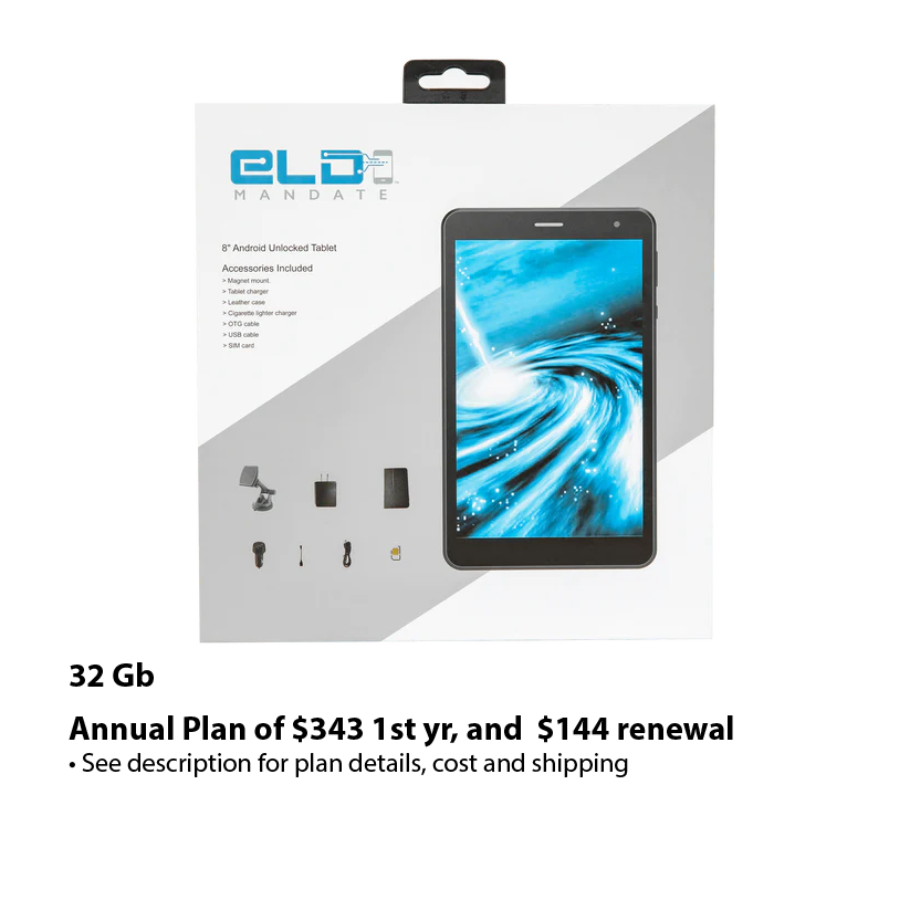 ELD Mandate's 8" Dashboard Tablet with GPS (16Gb or 32Gb)