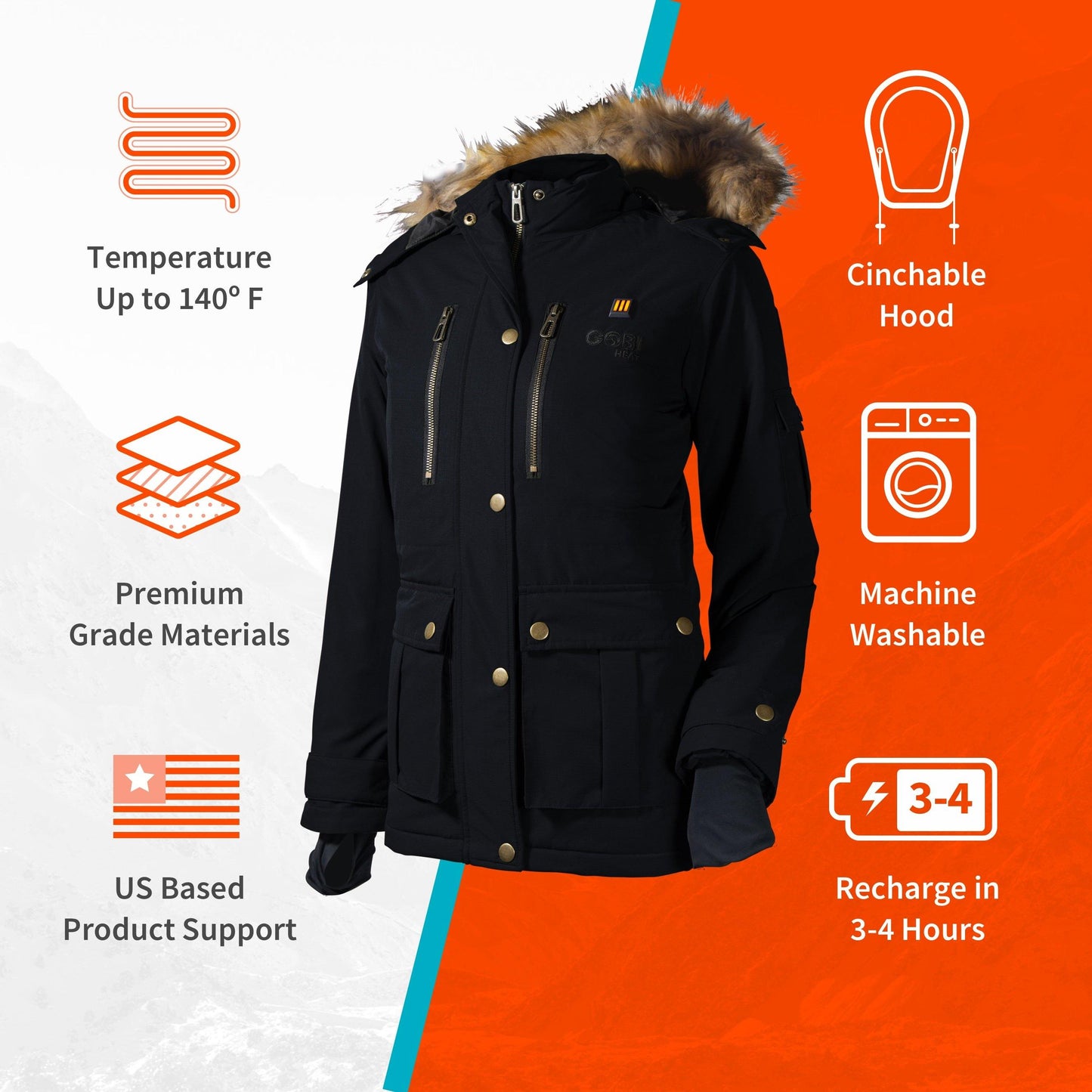 Arcadia Womens Heated Parka