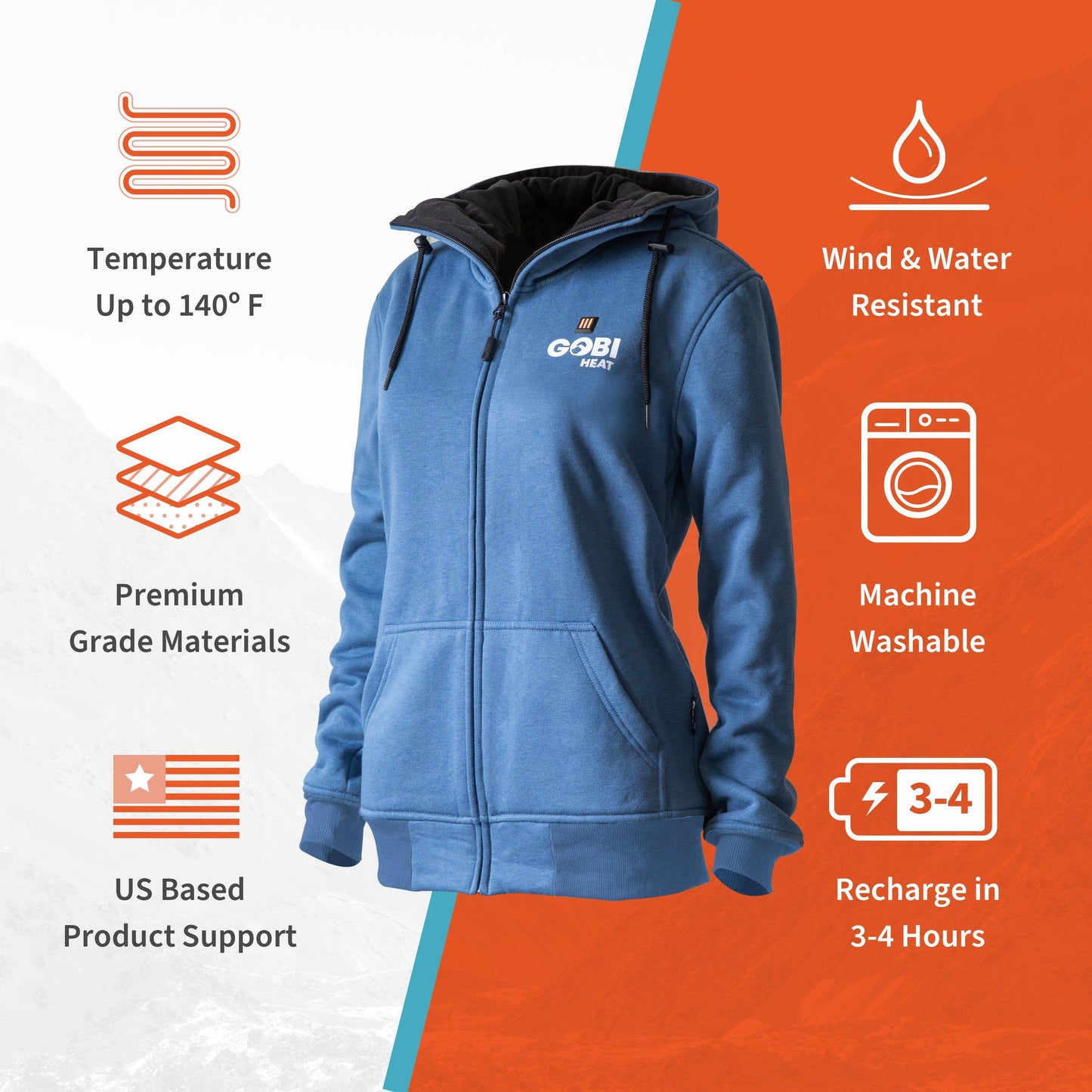 Ridge Womens Heated Hoodie