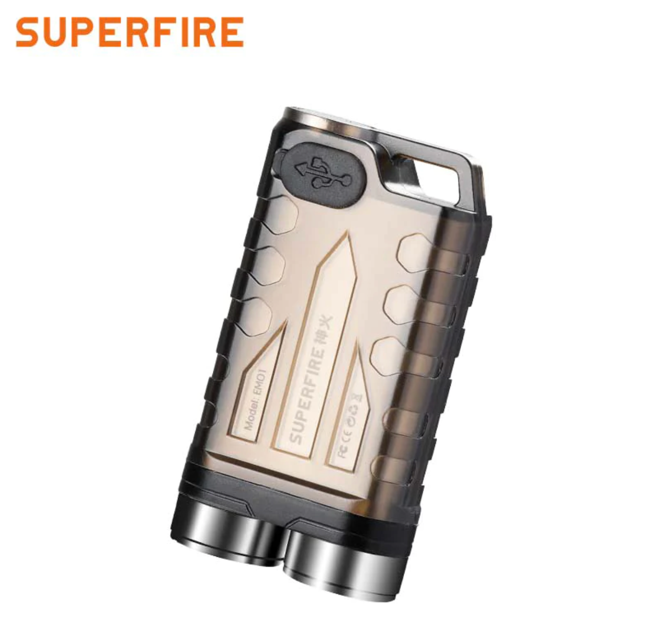 SuperFire EM01 Mini LED Keychain Portable Flashlight USB-C