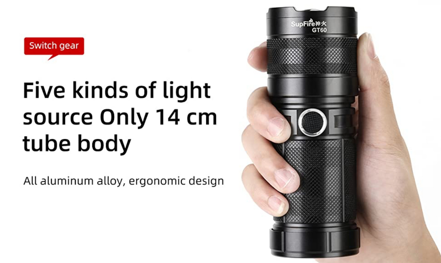 SuperFire GT60 Rechargeable LED USB Flashlight