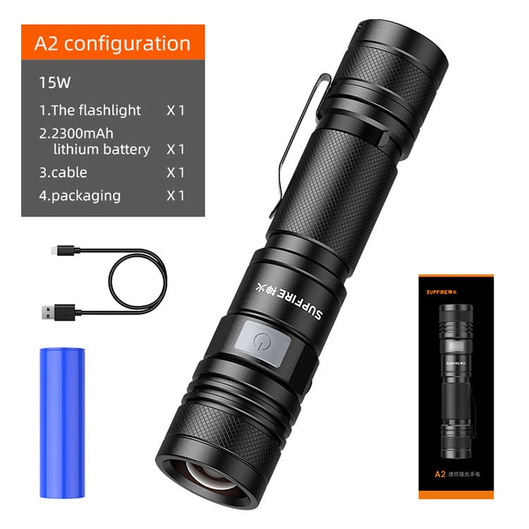 SuperFire A2-P50 Rechargeable LED USB Flashlight