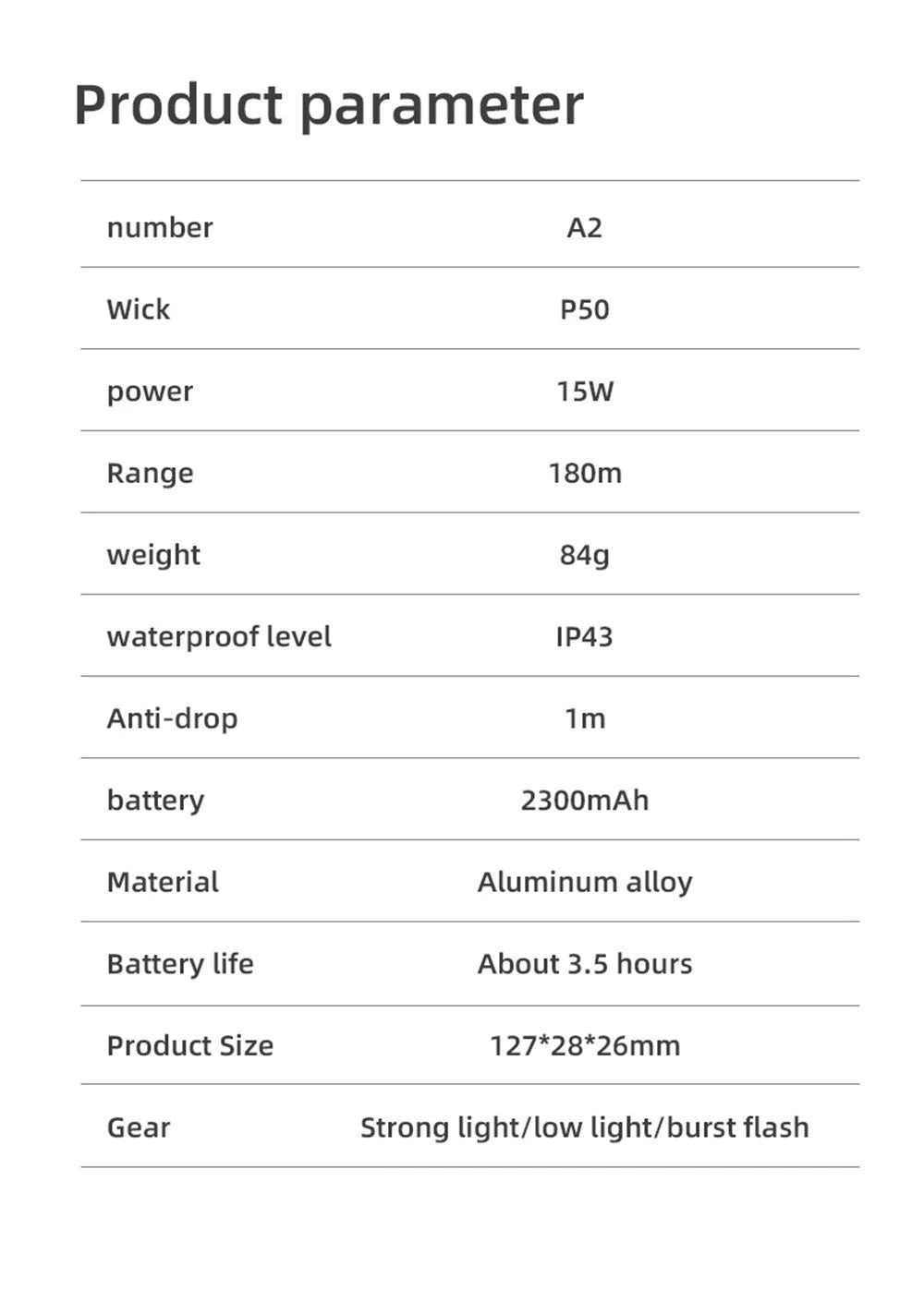 SuperFire A2-P50 Rechargeable LED USB Flashlight