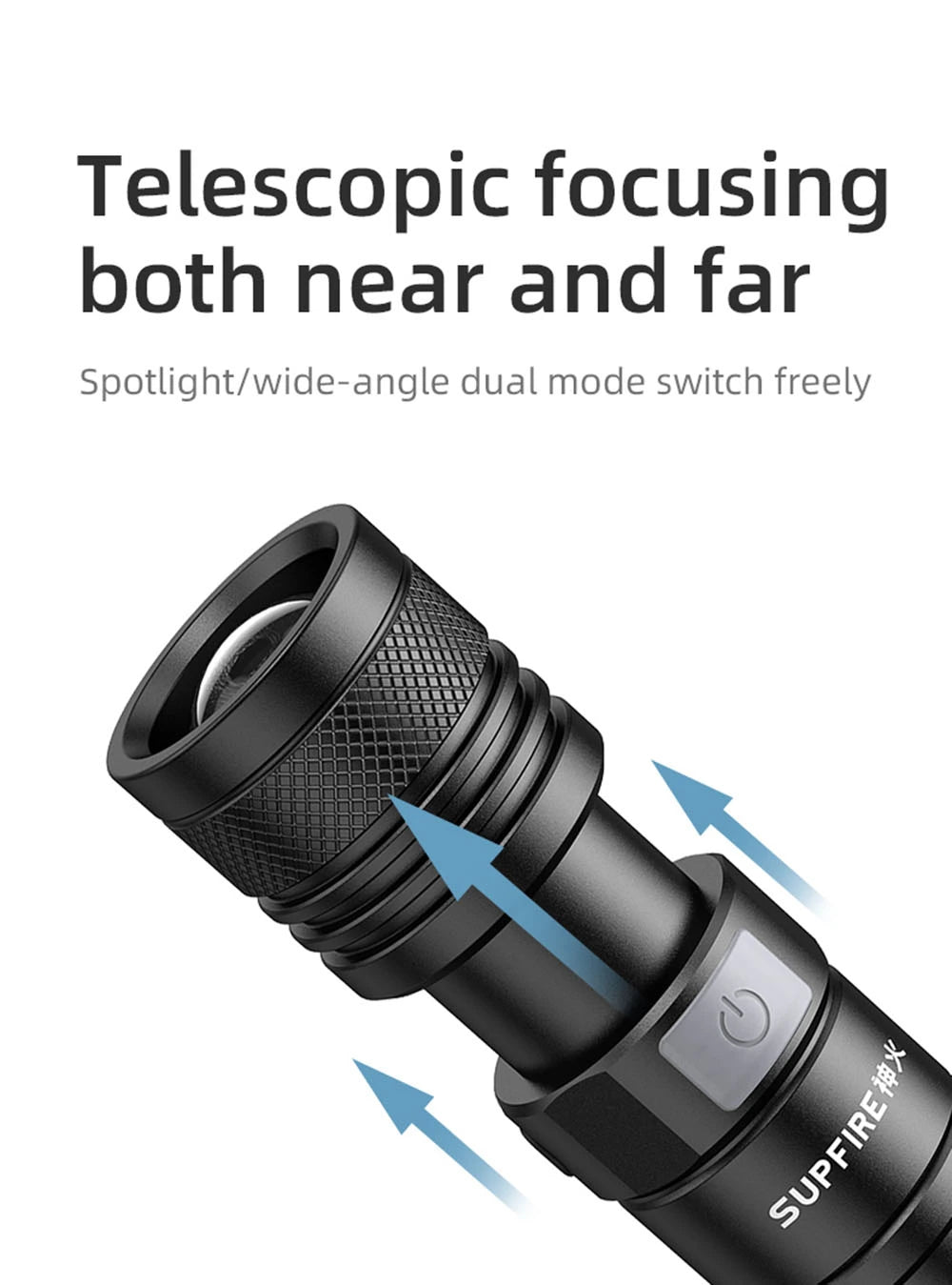 SuperFire A2-P50 Rechargeable LED USB Flashlight