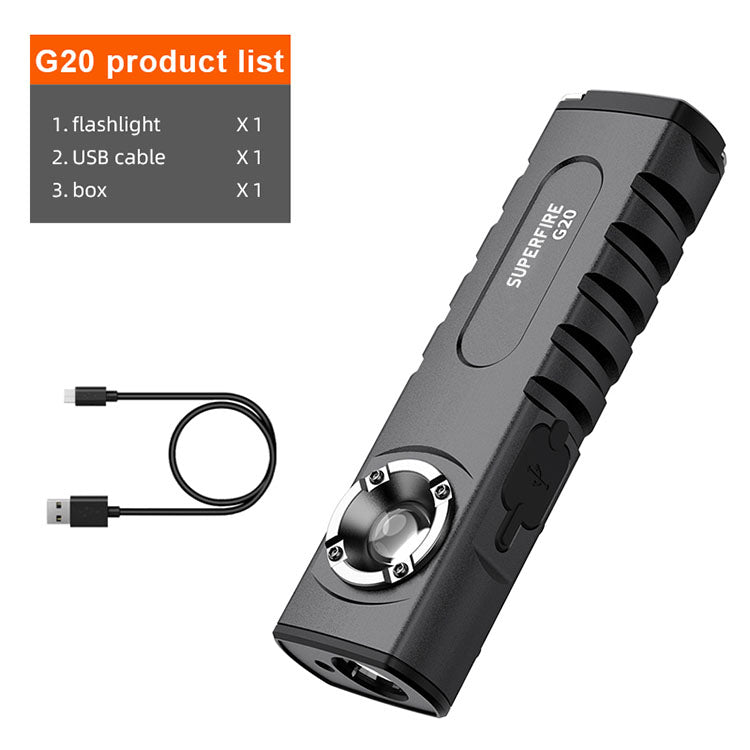 SuperFire G20 High End Rechargeable Flashlight with built-in Cell Phone Charger