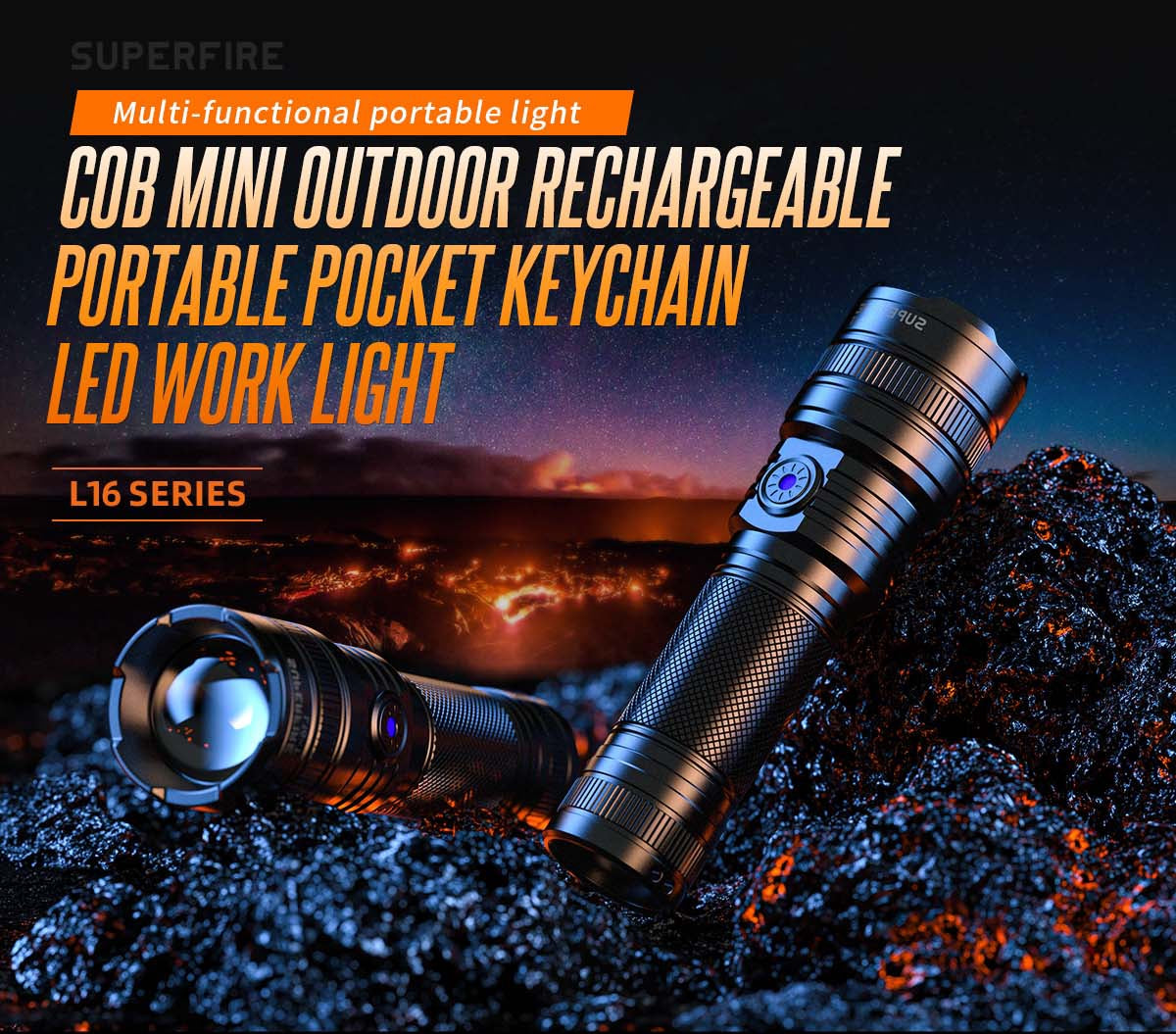 Superfire L16-T Rechargeable Telescopic Flashlight