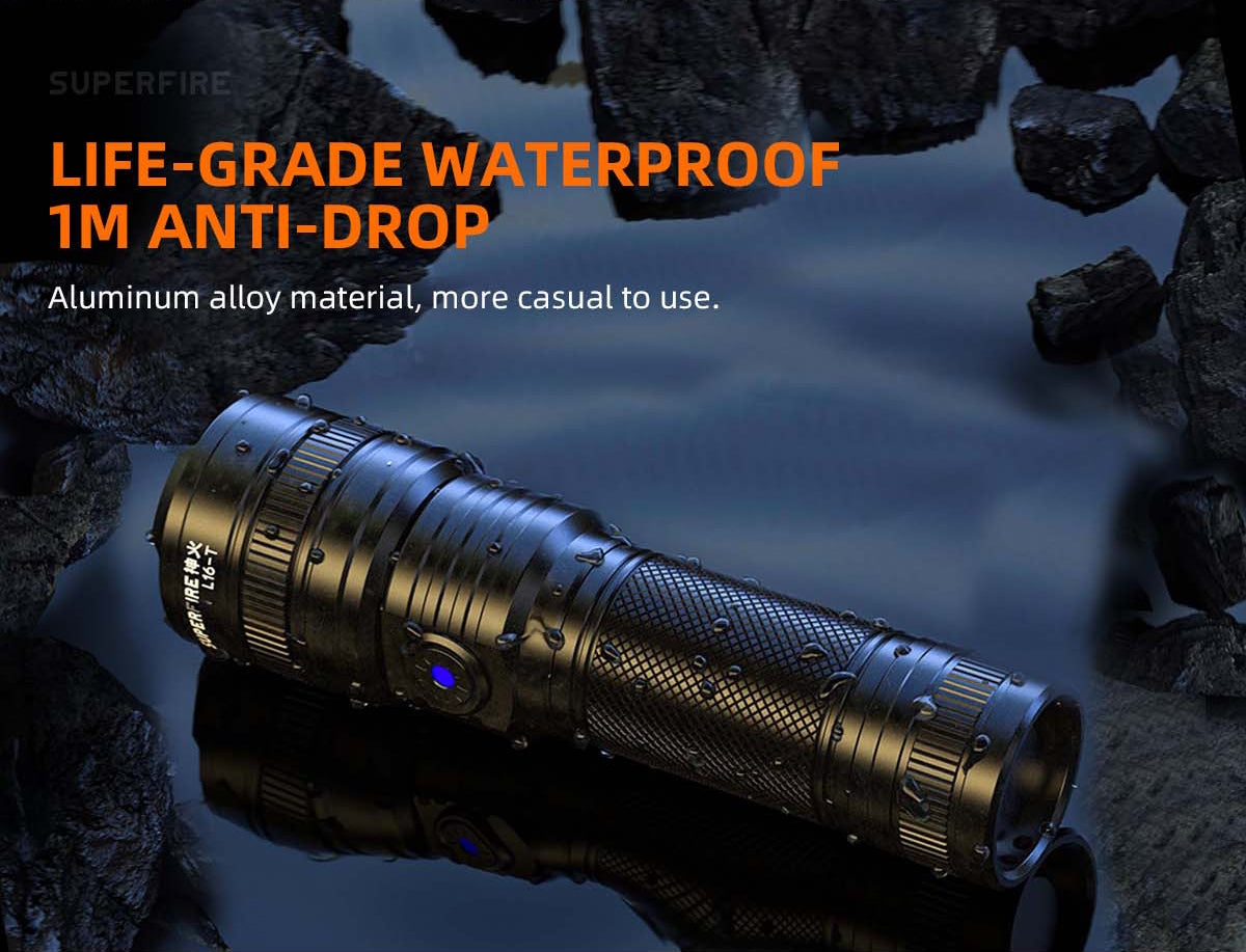 Superfire L16-T Rechargeable Telescopic Flashlight